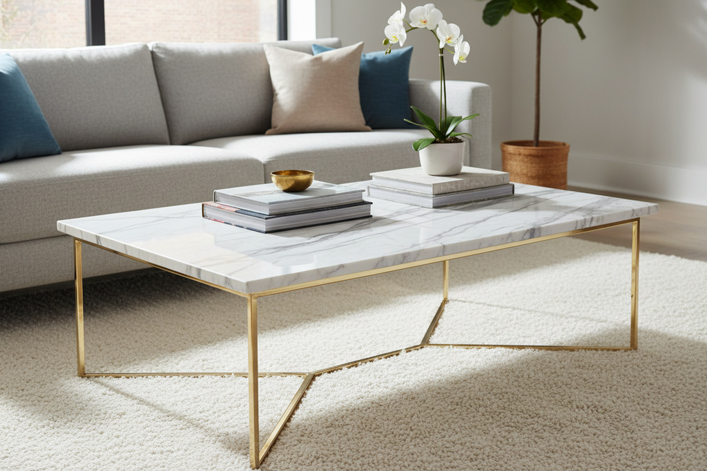 Modern Marble-Top Coffee Table