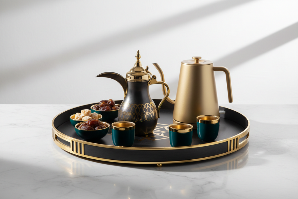 Modern Arabic Coffee & Tea Serving Tray Set