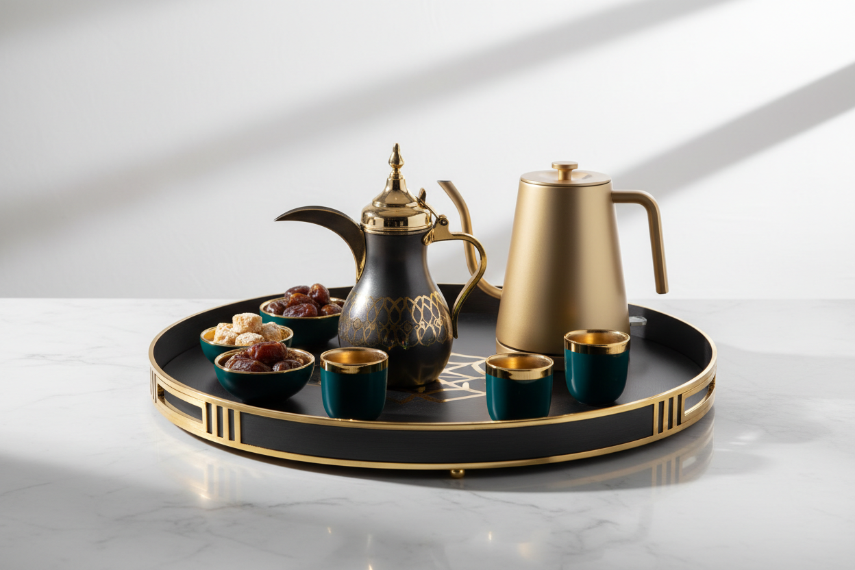 Modern Arabic Coffee & Tea Serving Tray Set