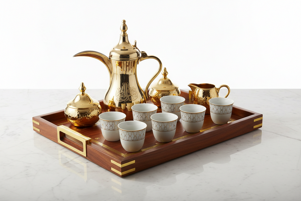 Modern Arabic Coffee & Tea Serving Tray Set