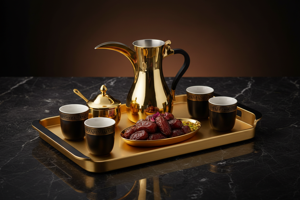 Modern Arabic Coffee & Tea Serving Tray Set