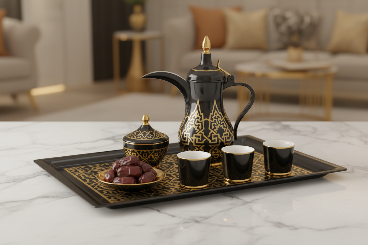 Modern Arabic Coffee & Tea Serving Tray Set