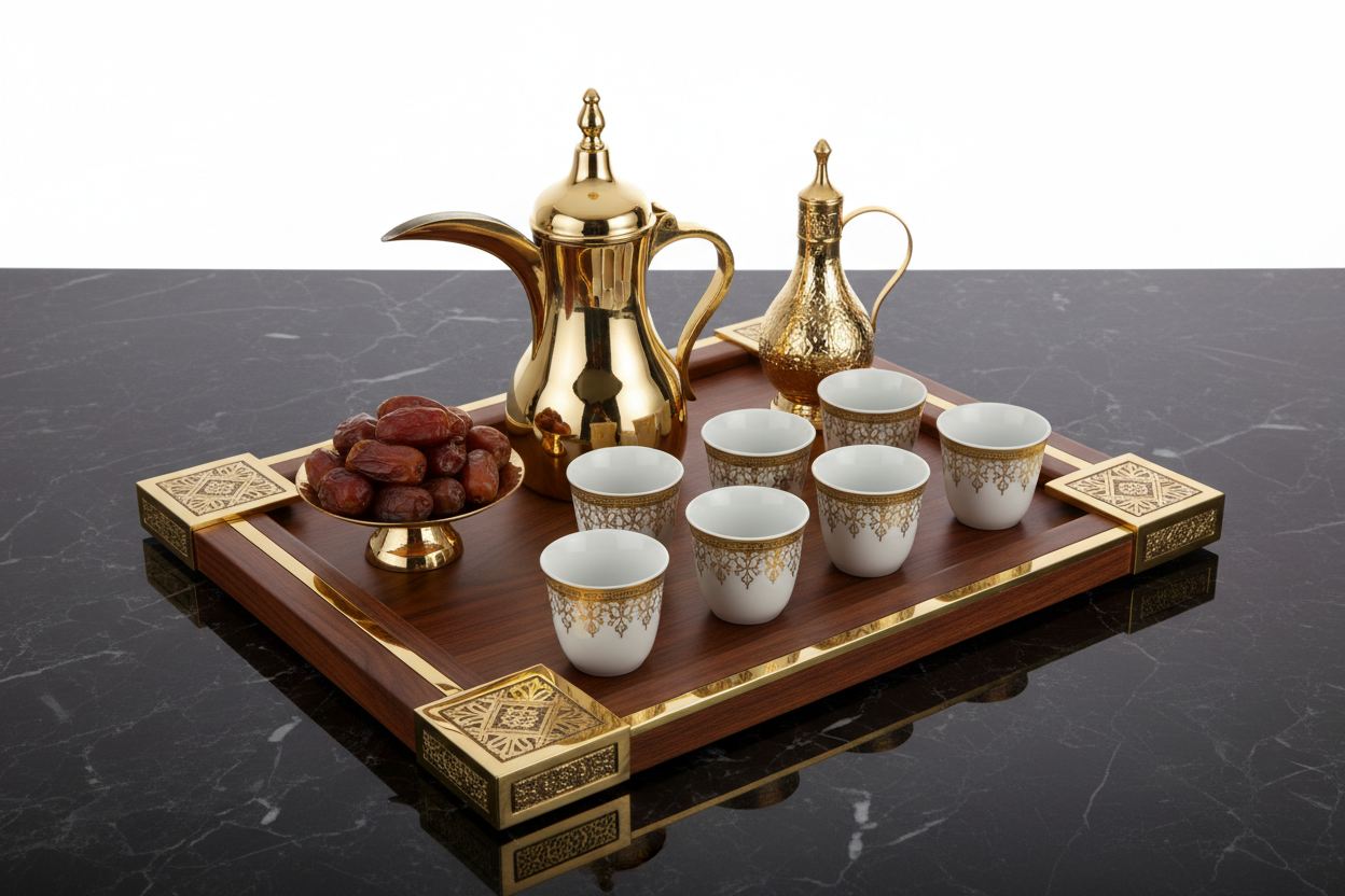 Modern Arabic Coffee & Tea Serving Tray Set