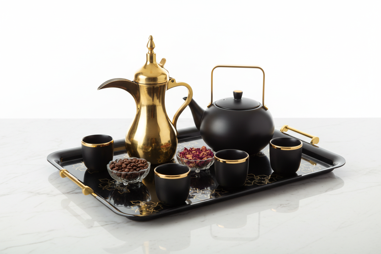 Modern Arabic Coffee & Tea Serving Tray Set