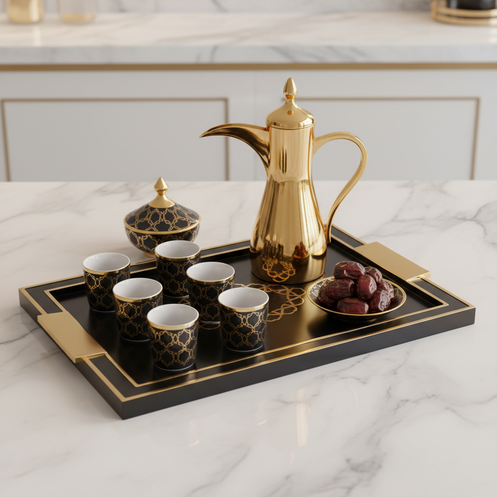 Modern Arabic Coffee & Tea Serving Tray Set