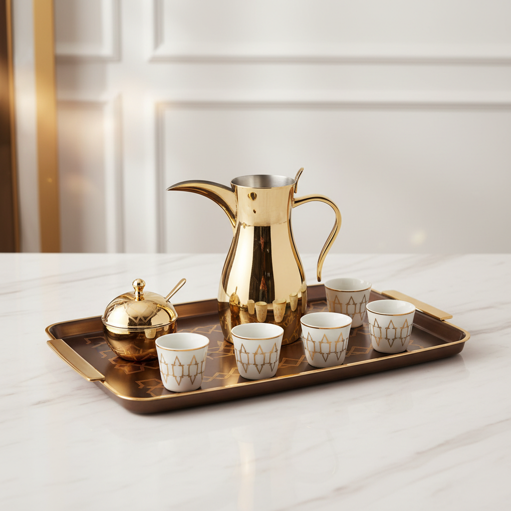Modern Arabic Coffee & Tea Serving Tray Set