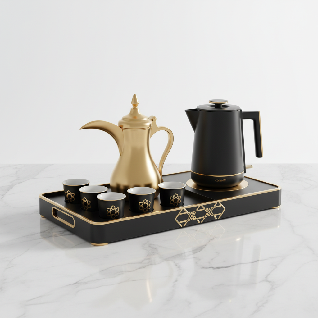 Modern Arabic Coffee & Tea Serving Tray Set